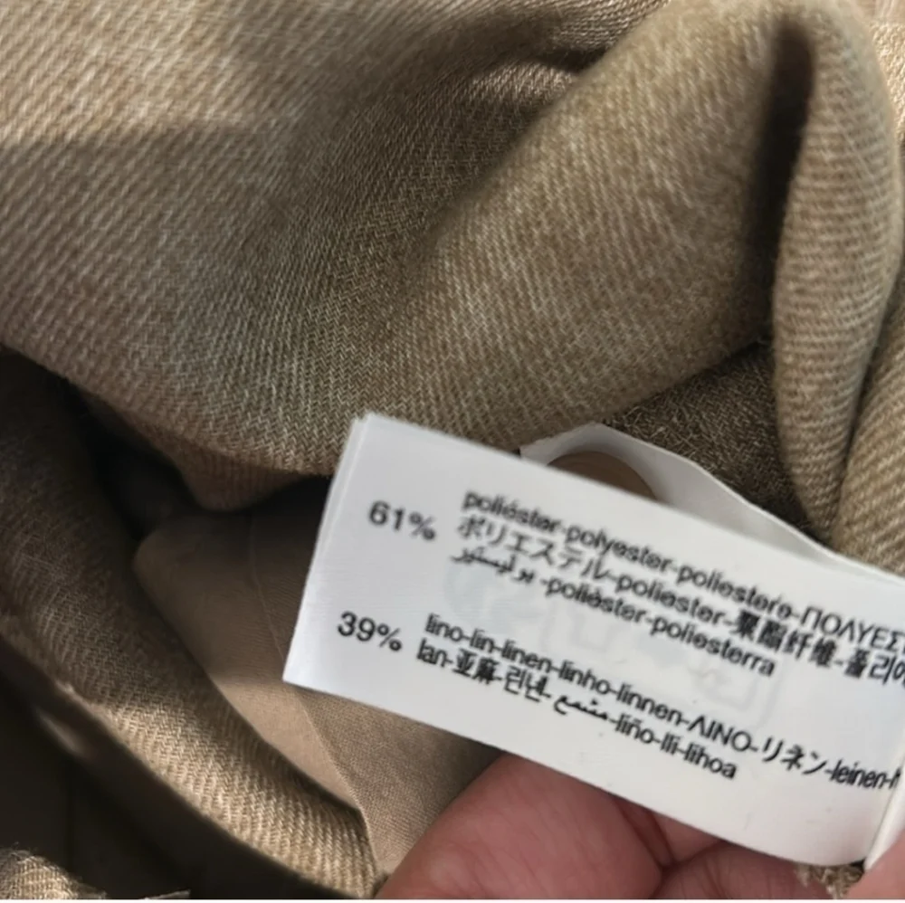 Zara ZW Collection Linen Blend Ankle Trousers NWT Taupe Beige XS